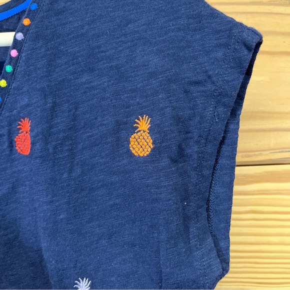 Boden Dress Pineapple Polly Embroidered Navy Blue 8P V-Neck Cap Sleeve B139 - Picture 7 of 12